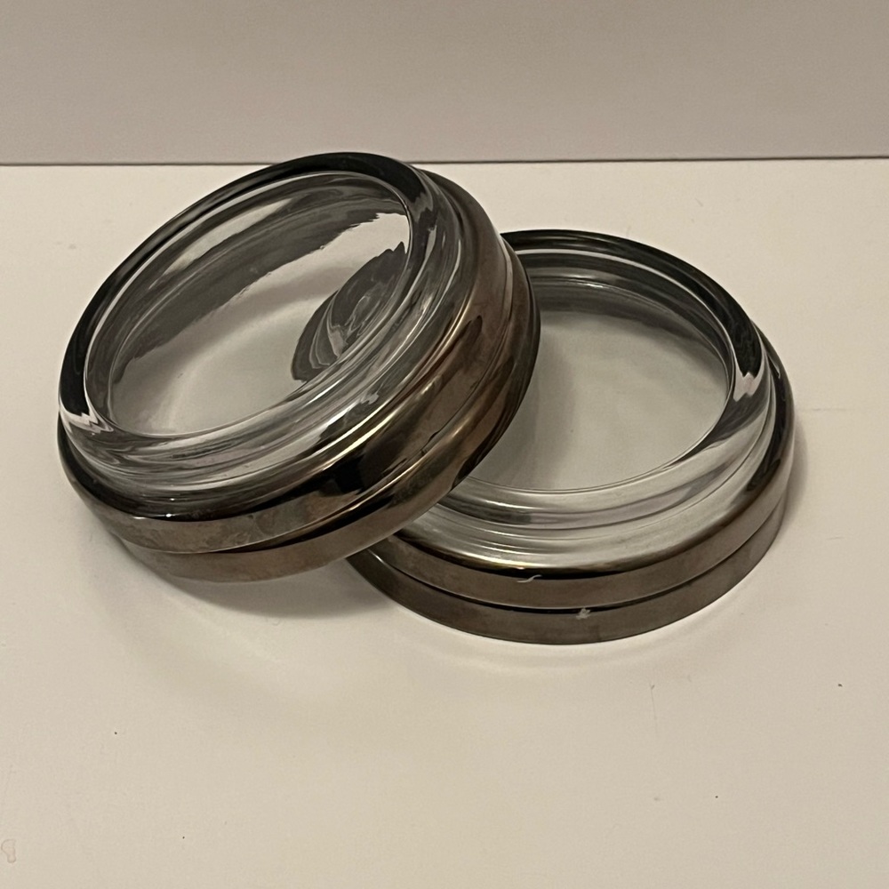 Set of 4 vintage MCM silver and crystal coasters.